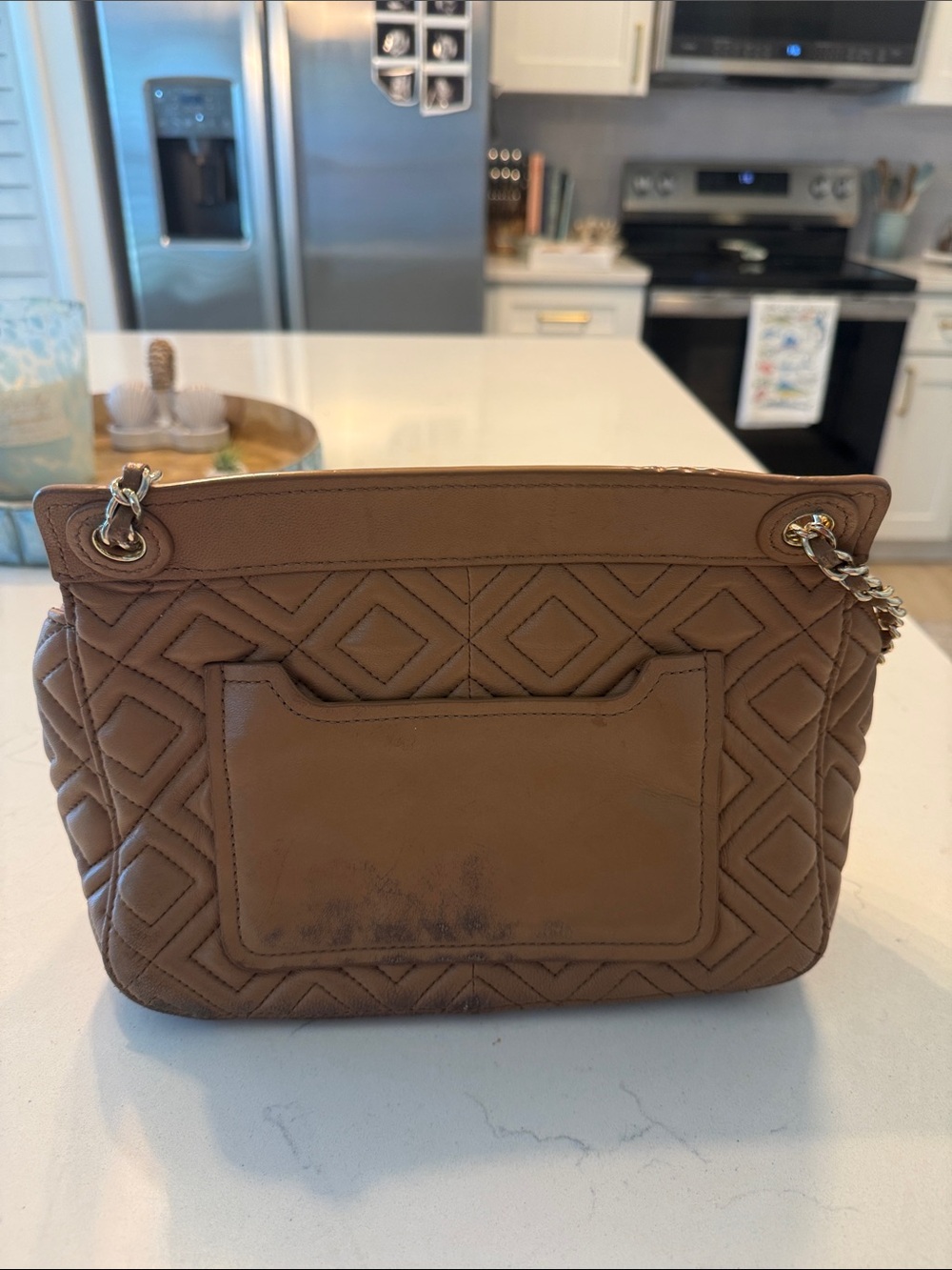 Brown Tory birch shoulder purse - Picture 4 of 7